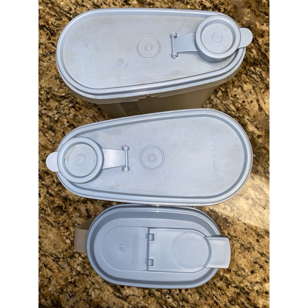 Vtg Tupperware Canister/Storage Containers Set of‎ 3 w/Lids Blue